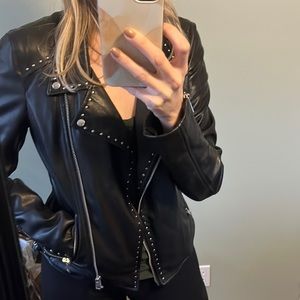 Zara studded black leather jacket